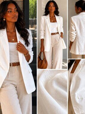 Ivory/White Linen Blend Zara Blazer